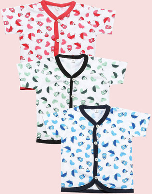 babeezworld Baby Boys & Baby Girls Printed Pure Cotton Regular T Shirt(Multicolor, Pack of 3)