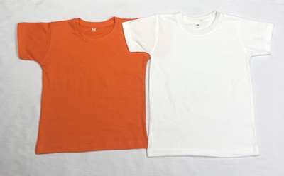 Chakachak Gattu Boys Solid Cotton Blend Regular T Shirt(Orange, White, Pack of 2)