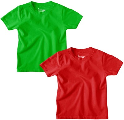 BonOrganik Boys Solid Pure Cotton T Shirt(Multicolor, Pack of 2)
