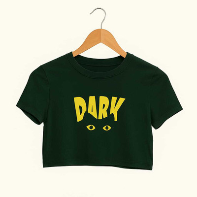 Mukoo Girls Solid Cotton Blend Regular T Shirt(Dark Green, Pack of 1)