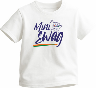 Luv My India Boys & Girls Graphic Print Pure Cotton Regular T Shirt(White, Pack of 1)