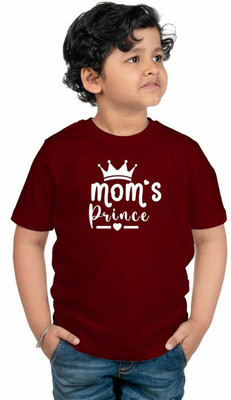 CHOMMBOOKA TREND Boys Typography Pure Cotton Regular T Shirt(Maroon, Pack of 1)