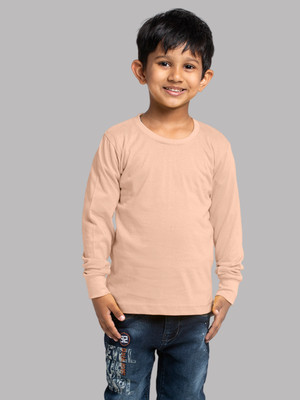 FRISKERS Baby Boys Solid Cotton Blend Regular T Shirt(Pink, Pack of 1)