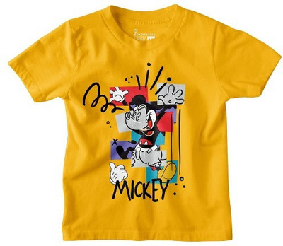 BonOrganik Boys Printed Pure Cotton Regular T Shirt(Yellow, Pack of 1)