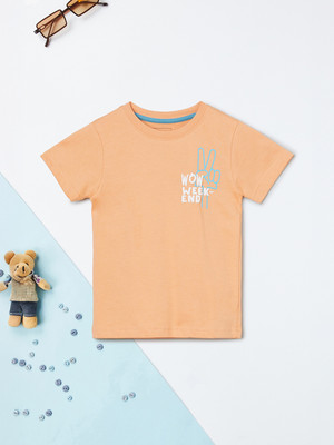 MAX Boys Printed Pure Cotton Regular T Shirt(Pink, Pack of 1)