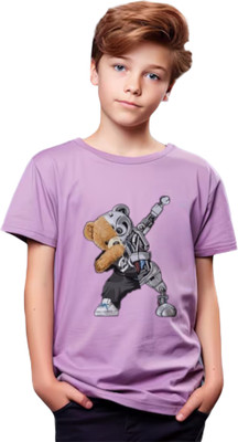 RJFASHIONS Baby Boys & Baby Girls Printed Polyester Regular, Slim T Shirt(Purple, Pack of 1)