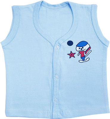 KIDEEZGUILD... Baby Boys & Baby Girls Printed Pure Cotton Regular T Shirt(Blue, Pack of 1)