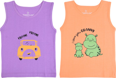 Toddylon Baby Boys & Baby Girls Printed Pure Cotton Regular T Shirt(Multicolor, Pack of 2)