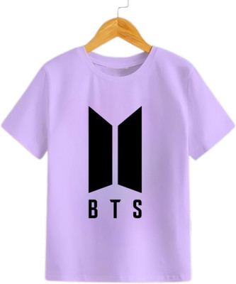 RASHCLOTHES Boys & Girls Printed Polycotton Regular T Shirt(Purple, Pack of 1)