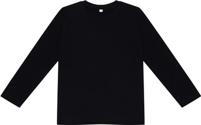 UNFLD Boys Solid Cotton Blend Regular T Shirt(Black, Pack of 1)