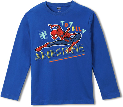 WEAR YOUR MIND Boys Printed Pure Cotton Regular T Shirt(Blue, Pack of 1)