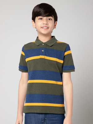 PROVOGUE Boys Striped Cotton Blend Regular T Shirt(Multicolor, Pack of 1)
