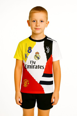 BUGOAT Boys & Girls Printed Polyester Regular T Shirt(Multicolor, Pack of 1)