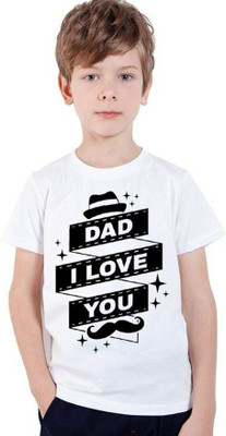 KPPRINT Boys Printed Cotton Blend Regular T Shirt(White, Pack of 1)