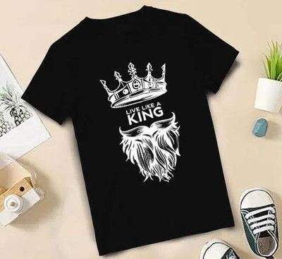 MAVAIGA Boys Graphic Print Polyester Regular T Shirt(Black, Pack of 1)
