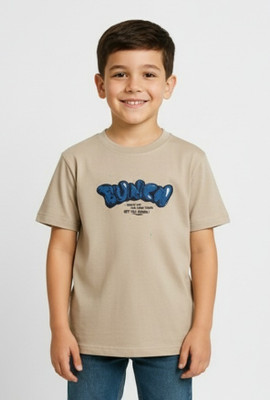 sede Boys Printed Cotton Blend Regular T Shirt(Beige, Pack of 1)