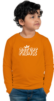CHOMBOOKA Boys & Girls Typography Pure Cotton Regular T Shirt(Orange, Pack of 1)