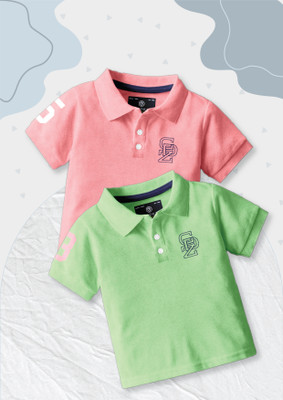Codez Boys Self Design Cotton Blend Regular T Shirt(Multicolor, Pack of 2)