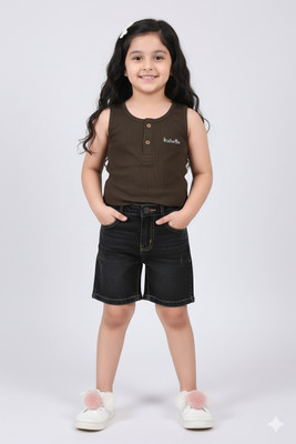 KIDIWISE Girls Solid Cotton Blend Regular T Shirt(Light Green, Pack of 1)