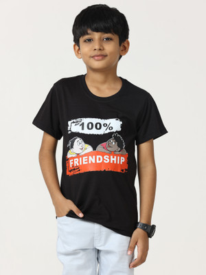 sofikart Baby Boys & Baby Girls Self Design Cotton Blend Regular T Shirt(Black, Pack of 1)