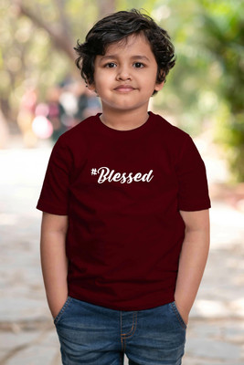 CHOMMBOOKA TRENDING Boys Typography Cotton Blend Regular T Shirt(Maroon, Pack of 1)