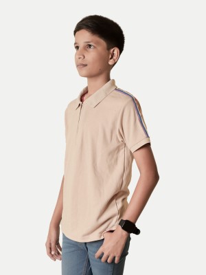 radprix Boys Solid Pure Cotton T Shirt(Beige, Pack of 1)