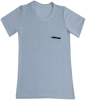Indistar Boys Solid Polyester Regular T Shirt(Grey, Pack of 1)