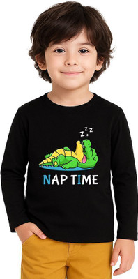 doodleberry Boys Graphic Print Cotton Blend Regular T Shirt(Black, Pack of 1)