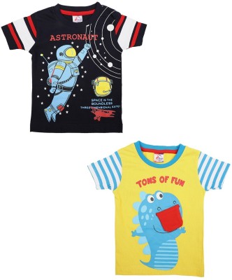 V-MART Baby Boys & Baby Girls Printed Pure Cotton T Shirt(Multicolor, Pack of 2)