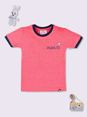 YK X Minute Mirth Boys Printed Organic Cotton Regular T Shirt(Red, Pack of 1)