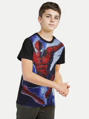 radprix Boys Printed Polyester Regular T Shirt(Blue, Pack of 1)