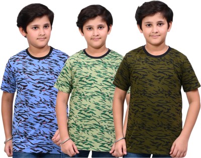 INDIA FASHION FAB Boys Printed Pure Cotton T Shirt(Multicolor, Pack of 3)
