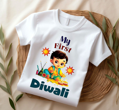 Printcomet Boys & Girls Printed Polyester Regular T Shirt(White, Pack of 1)