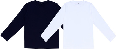 UNFLD Boys Solid Pure Cotton Regular T Shirt(Multicolor, Pack of 2)