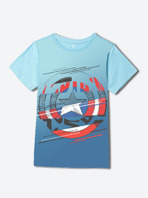 WEAR YOUR MIND Boys Graphic Print Cotton Blend Regular T Shirt(Blue, Pack of 1)