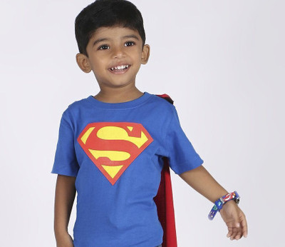 funky Boys Embroidered Cotton Blend Regular T Shirt(Blue, Pack of 1)