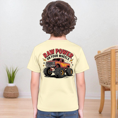 RBCPON Boys & Girls Graphic Print Pure Cotton Regular T Shirt(Beige, Pack of 1)