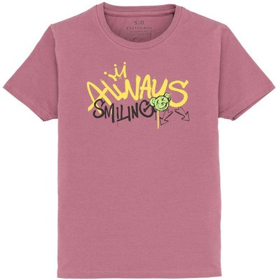 Status Quo Boys Solid Cotton Blend Regular T Shirt(Red, Pack of 1)