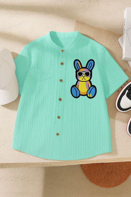 ISHREE Boys Solid Cotton Blend Regular T Shirt(Green, Pack of 1)