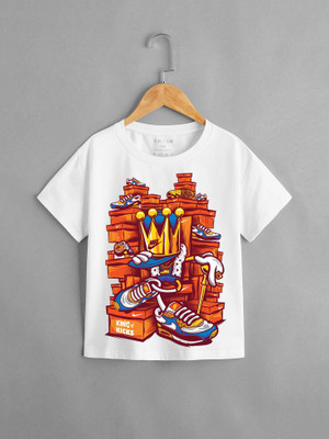 kp Boys & Girls Printed Cotton Blend Regular T Shirt(Multicolor, Pack of 1)
