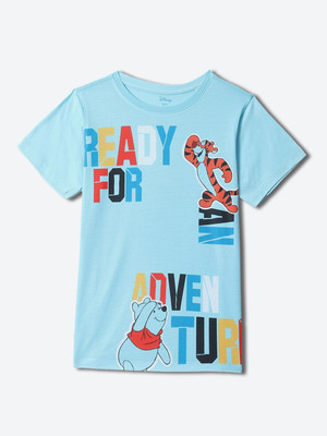 YK Disney Boys Graphic Print Polycotton Regular T Shirt(Blue, Pack of 1)