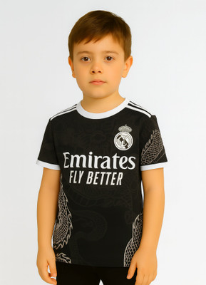 Ryze Boys & Girls Printed Polyester Regular T Shirt(Black, Pack of 1)