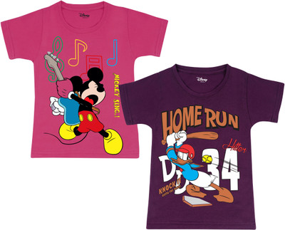 DISNEY BY MISS & CHIEF Boys Printed Cotton Blend Regular T Shirt(Multicolor, Pack of 2)