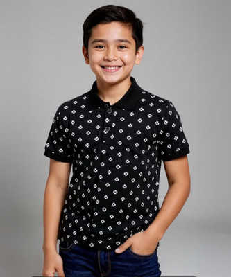KILLER Boys Printed Pure Cotton Regular T Shirt(Black, Pack of 1)