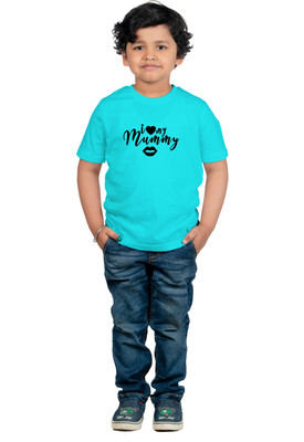 CHOMMBOOKA TRENDING Boys & Girls Typography Pure Cotton Regular T Shirt(Blue, Pack of 1)