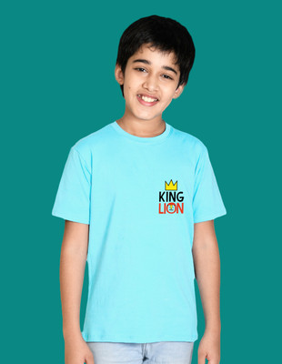Nusyl Boys Graphic Print Cotton Blend Regular T Shirt(Blue, Pack of 1)