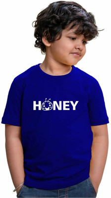 CHOMMBOOKA Boys Printed Pure Cotton Regular T Shirt(Dark Blue, Pack of 1)