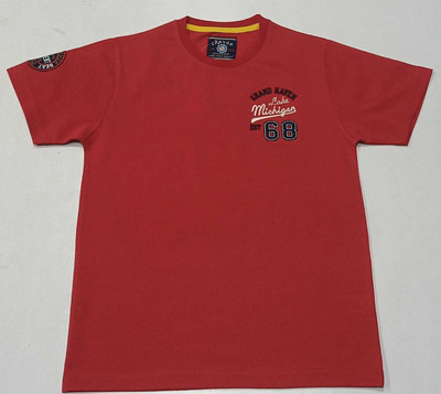 canyon Boys Printed Cotton Blend Regular T Shirt(Red, Pack of 1)