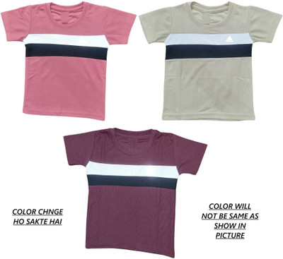 rijaarishss Boys & Girls Printed Cotton Blend Regular T Shirt(Multicolor, Pack of 3)
