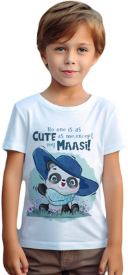 SKE Boys & Girls Graphic Print Cotton Blend Regular T Shirt(White, Pack of 1)
